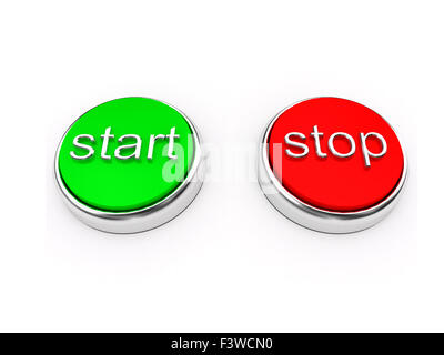 Red and green buttons over white Stock Photo