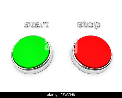 Red and green buttons over white Stock Photo