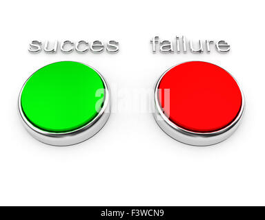 Red and green buttons over white Stock Photo