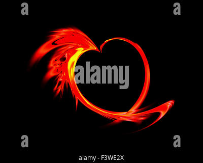 fiery red heart on black background Stock Photo