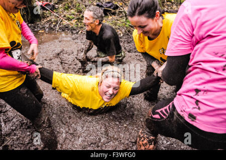 Castlewellan, Norther Ireland. 20151011 - Around 270 people took part in the Bog Run in aid of Cancer Fund for Children Stock Photo