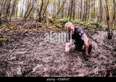 Castlewellan, Norther Ireland. 20151011 - Around 270 people took part in the Bog Run in aid of Cancer Fund for Children Stock Photo