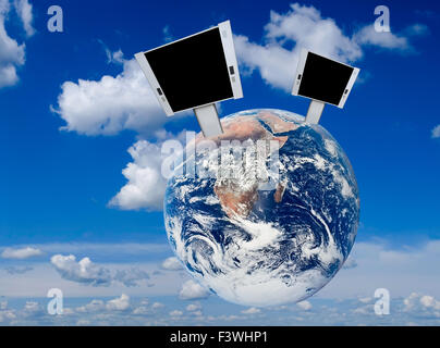 Blank billboards on the earth Stock Photo