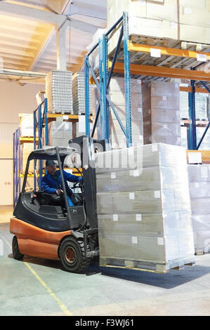 Forklift loader at a warehouse Stock Photo