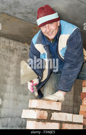 construction mason worker bricklayer Stock Photo