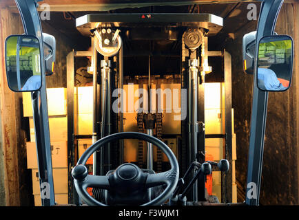 Forklift loading truck Stock Photo