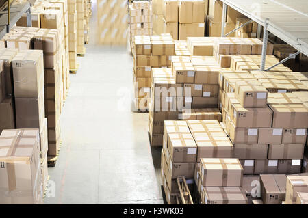 cardboard boxes in warehouse Stock Photo