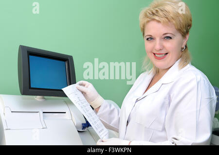 woman Scientist using medical equipment Stock Photo
