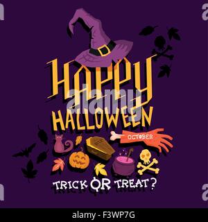 Spooky Halloween party design poster. Happy Halloween! Vector illustration Stock Vector