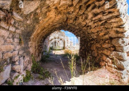 A view of Palamidi castle in Nafplio, the first capital of Greece. It was built by the venetians and later occupied by the ottom Stock Photo