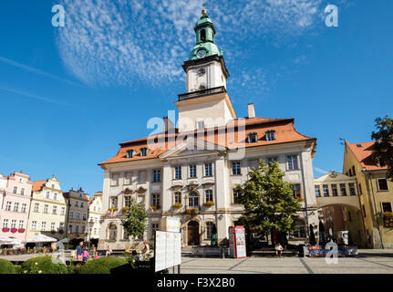 The 18th century Townhall building in Plac Ratuszowy or Town Hall Square, Jelenia Gora or Hirschberg, Lower Silesia, Poland Stock Photo