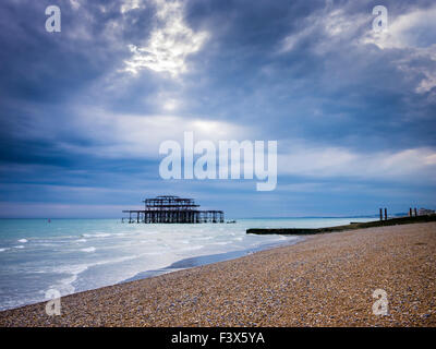 The remains of West Pier at Brighton and Hove, East Sussex, England. Stock Photo