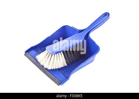 Whisk broom and dust pan Stock Photo