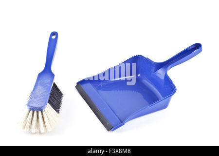 Whisk broom and dust pan Stock Photo