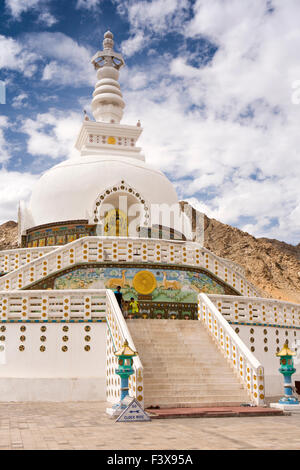 India, Jammu & Kashmir, Ladakh, Leh, Shanti Stupa Stock Photo