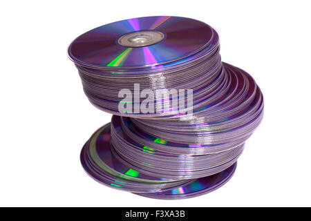 A pile of dvd discs isolated on white Stock Photo