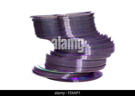 A pile of dvd discs isolated on white Stock Photo