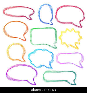 Hand-drawn, colorful speech bubbles Stock Photo