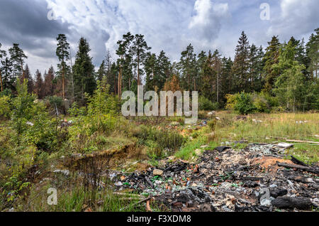 Garbage dump in forest