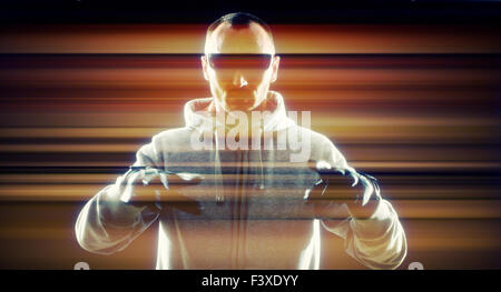 Hacker attack on futuristic computer system security Stock Photo