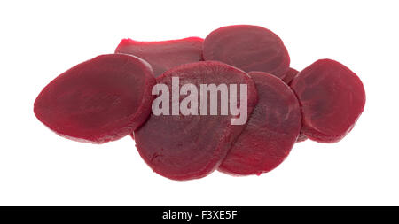 A group of sliced canned beets isolated on a white background. Stock Photo