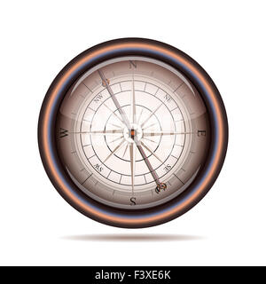 Old compass on white background Stock Photo