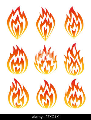 fire icons set design vector illustration Stock Photo - Alamy