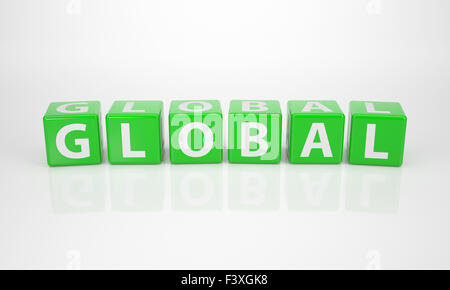 Global out of green Letter Dices Stock Photo