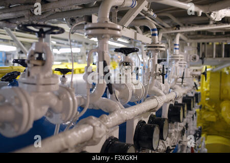 Boat interior  hydraulics Stock Photo