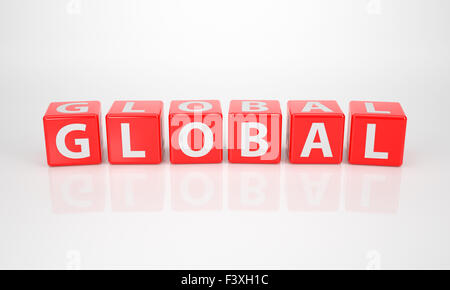 Global out of red Letter Dices Stock Photo