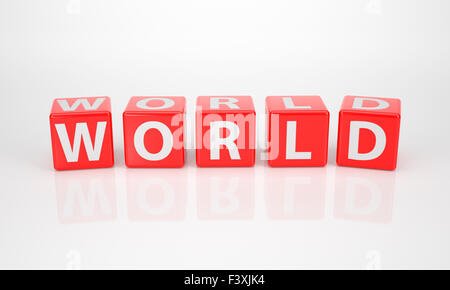 World out of red Letter Dices Stock Photo
