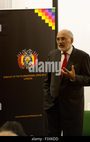 Carlos de Mesa Gisbert, ex-president of Bolivia at the Anglo-Bolivian society supporting Bolivia's Legal Bid for sea access. Stock Photo