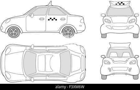 Taxi outline drawing Stock Photo - Alamy