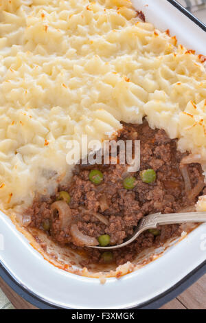 Cottage pie or shepherd's pie a mince meat and vegetable pie with a topping of mashed potatoes Stock Photo