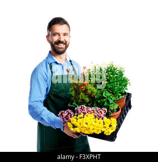 Young handsome gardener Stock Photo