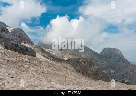 In front of the Marmolada glacier, Ghiacciaio della Marmolada, Marmolada, Dolomites, Trentino Province, Province of South Tyrol Stock Photo