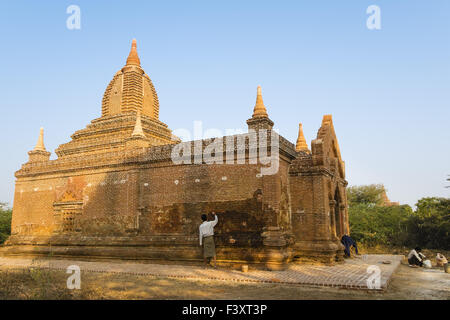 Restoration works, Bagan, Myanmar, Asia Stock Photo