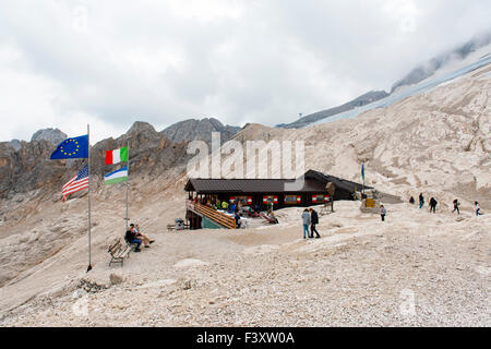 Rifugio al Ghiacciaio, Marmolada glacier, Ghiacciaio della Marmolada, Marmolada, Dolomites, Trentino Province, Province of South Stock Photo