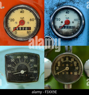 Set Of Vintage Speedometers Stock Photo