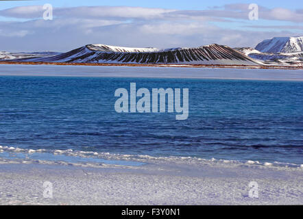 Lake Myvatn and vulcano Stock Photo