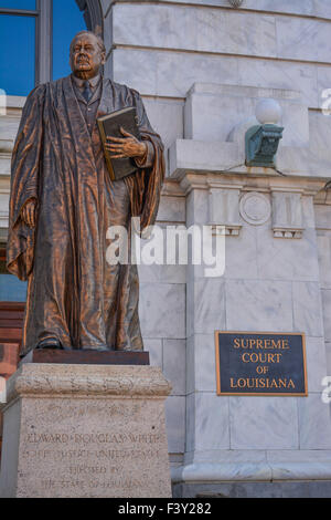 Statue of Edward Douglass White in front of the Supreme Court of Louisiana on Royal Street in New Orleans, LA Stock Photo