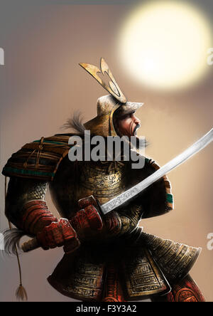 samurai warrior fighter sword katana drawing fighting stance man male ...