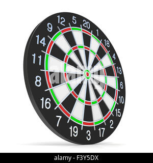 Dartboard. Side view. 3D render illustration isolated on white background Stock Photo