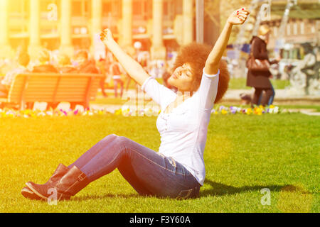 Young afro woman enjoy the sun Stock Photo