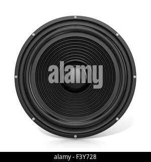 3D render illustration of loudspeaker. Isolated on white background. Front view. Stock Photo