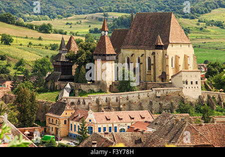Fortified church in Transylvania. Stock Photo