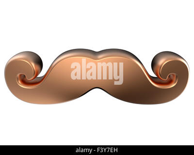 Bronze mustache. 3D render illustration isolated on white background Stock Photo