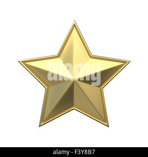 Single gold star. 3D render illustration isolated on white background Stock Photo