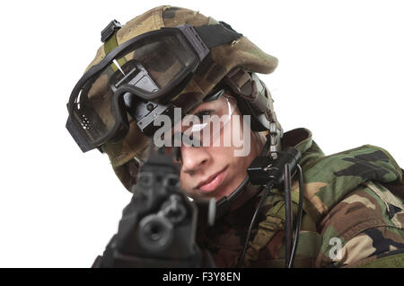 NATO soldier in full gear. Stock Photo