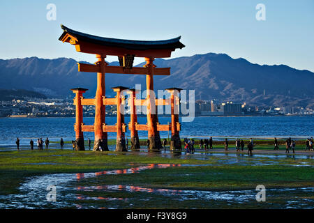 Japan, Miyajima island, Chugoku, the torii of the Itsukushima shrine. Stock Photo